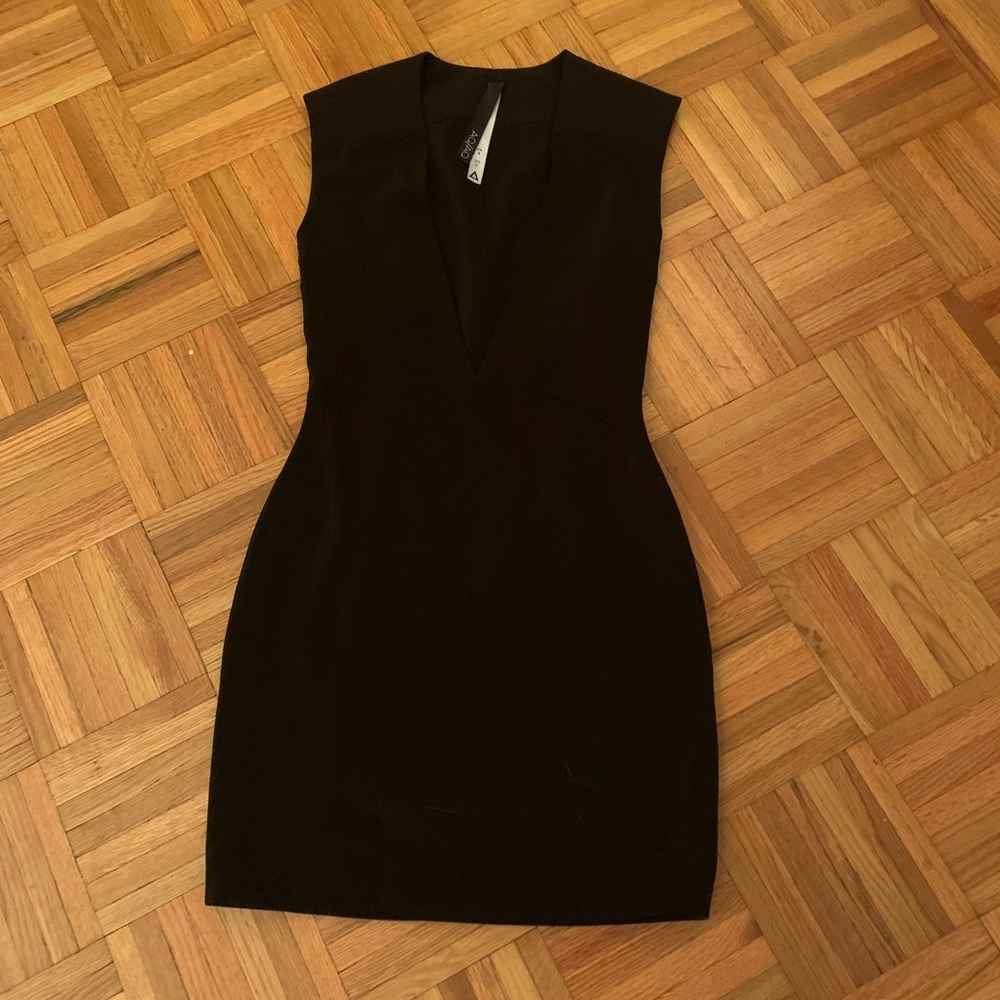 AQAQ Black mini dress plunge size 0